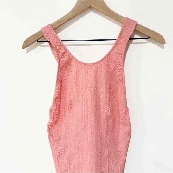 🛍️NWT Lisa Marie Fernandez High Neck Open Back Crepe Button Seersucker Swimsuit - Picture 9 of 13